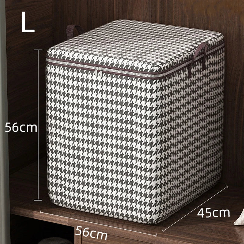 Extra Large Plaid Foldable Storage Box with Handles – 140L
