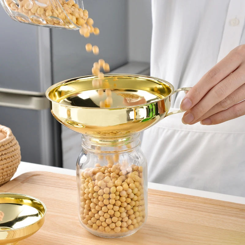 Large Golden Stainless Steel Canning Funnel Wide Mouth Kitchen Funnel for Mason Jars