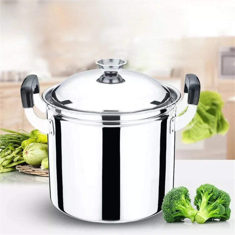 Soup Stock Pot 6.6L Stainless Steel Deep Cooking Pot with Lid – 22cm