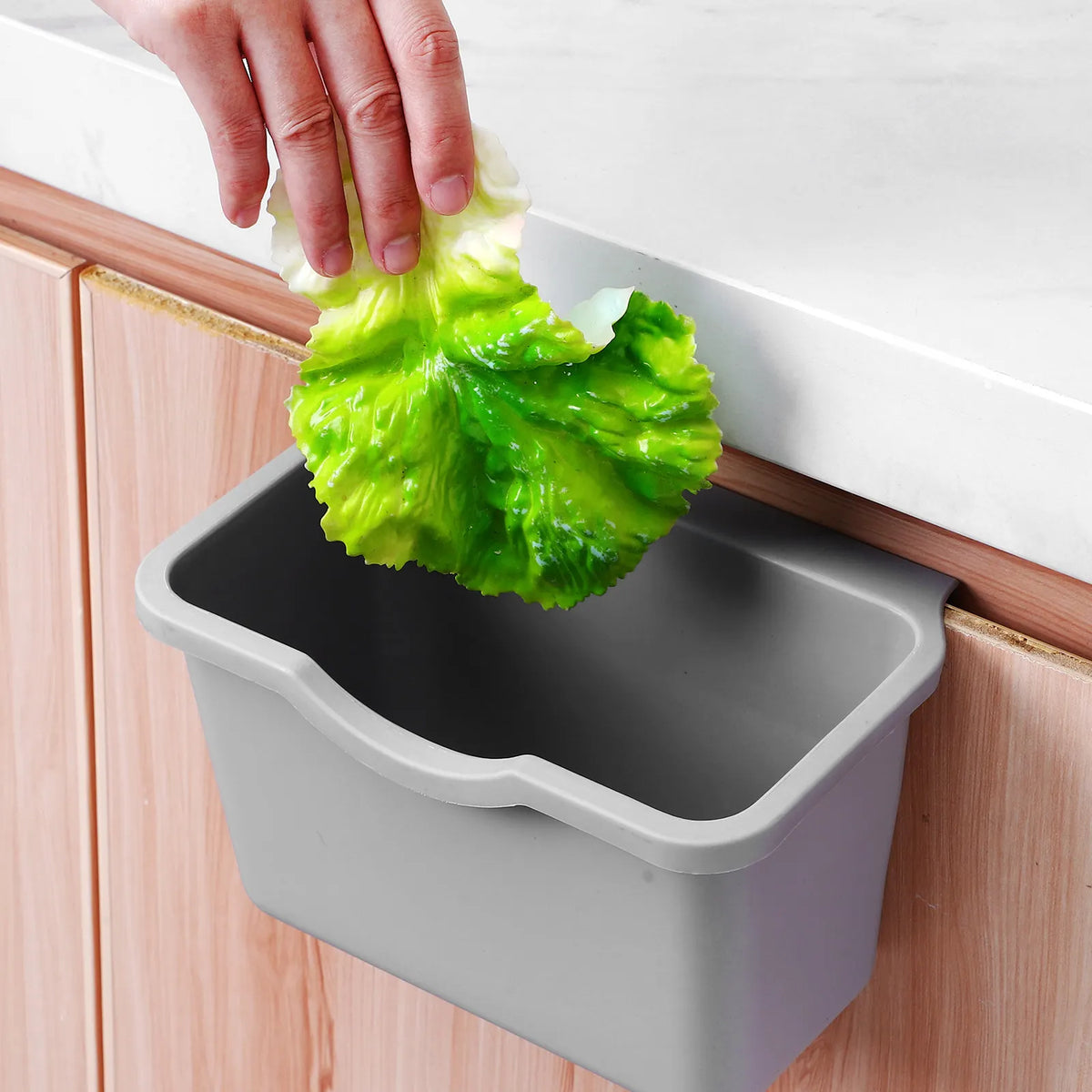 Hanging Kitchen Trash Can 20.8cm Space Saving Cabinet Door Mounted - Grey