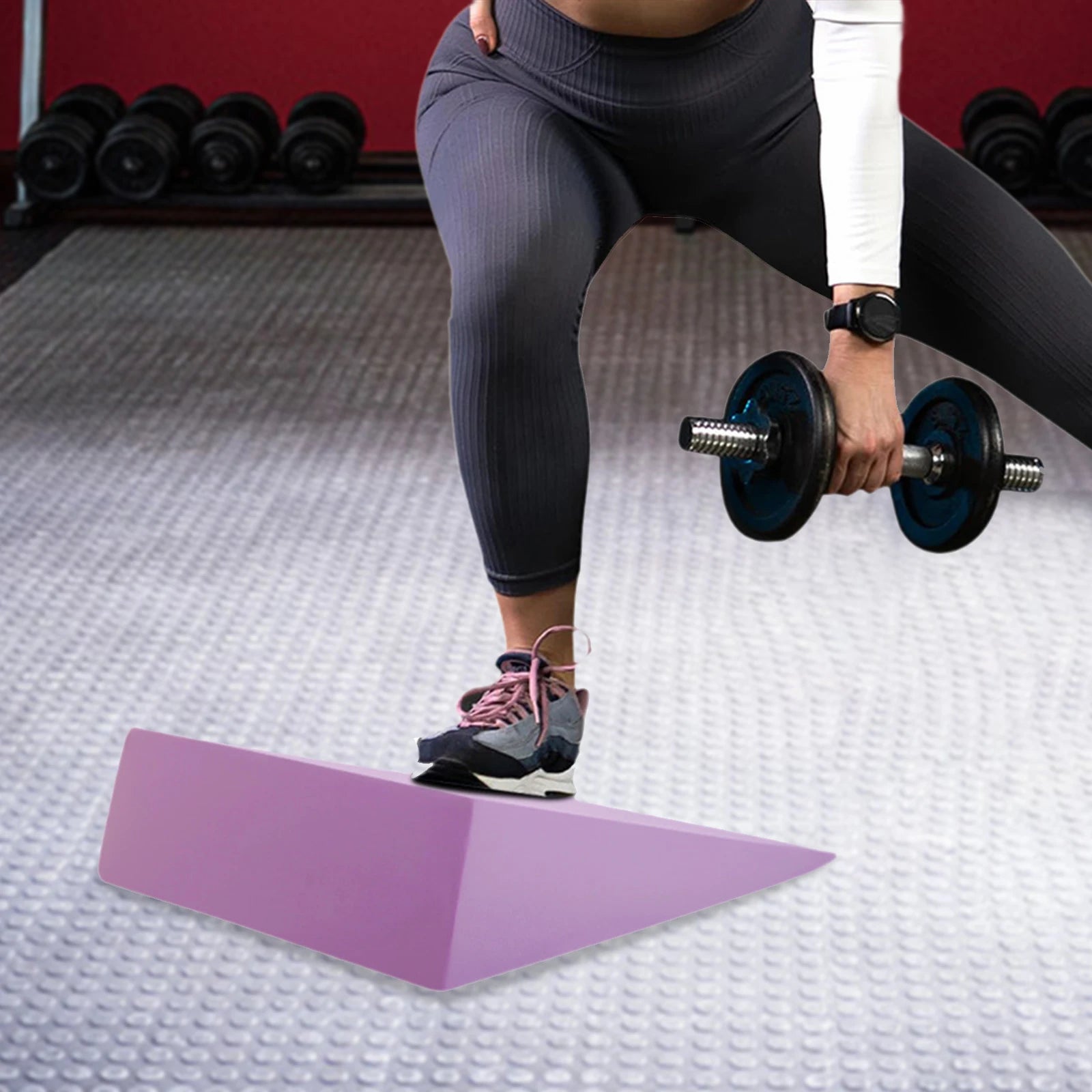 Squat Wedge Block Non Slip EVA Slant Board 32.5x30x9cm Portable Calf Stretch and Balance Trainer - Purple