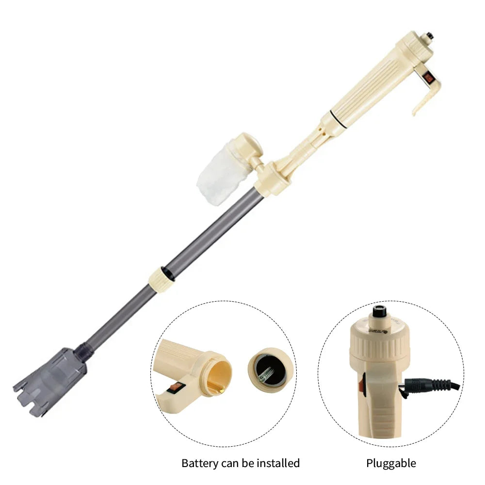 Aquarium Gravel Cleaner Electric Water Change Pump Adjustable Fish Tank Cleaner - White