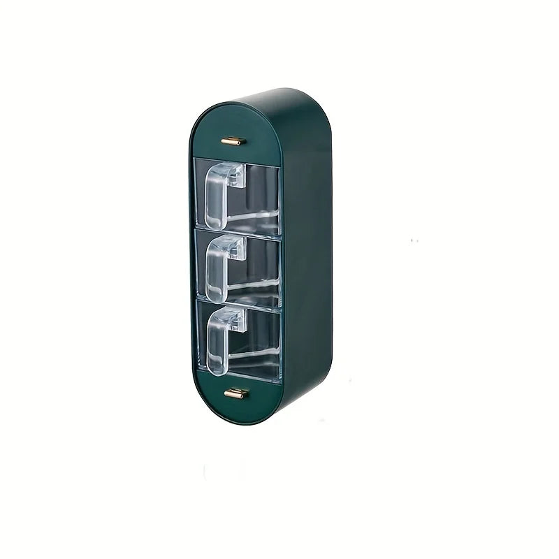 Seasoning Box 5 Compartment Wall Mounted Spice Container Pull Out Storage Rack – Dark Green