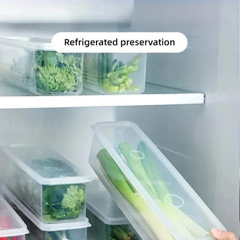 4-Piece 25cm Green Onion Fresh-Keeping Storage Box Refrigerator Container with Lids