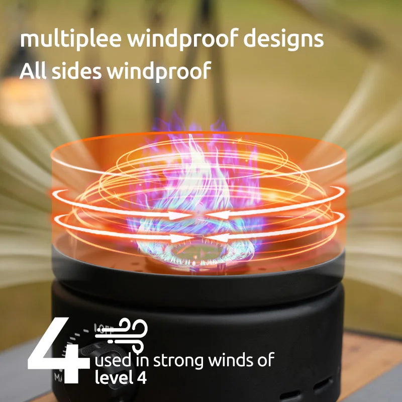 Camping Gas Stove 2400W Folding Windproof Portable Butane Cooker – Black