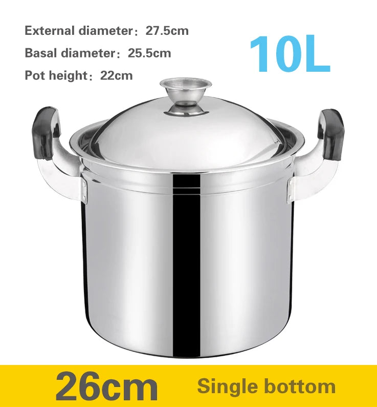 Soup Stock Pot 10L Stainless Steel Deep Large Capacity Stewing Cookware – 26cm