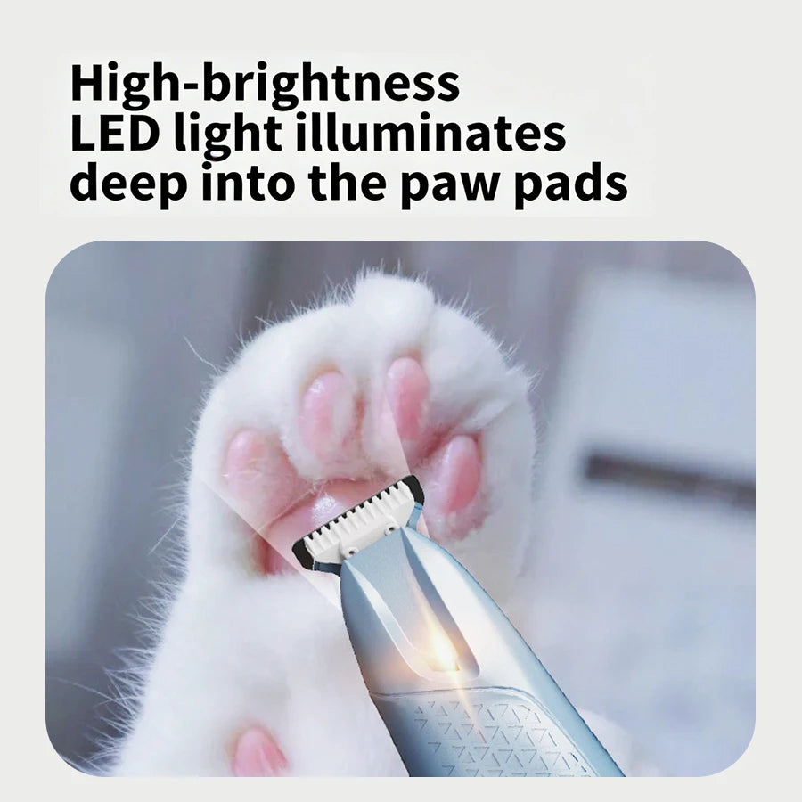 Pet Hair Clipper Rechargeable Electric Trimmer with LED Light Precision Grooming Tool - Pink