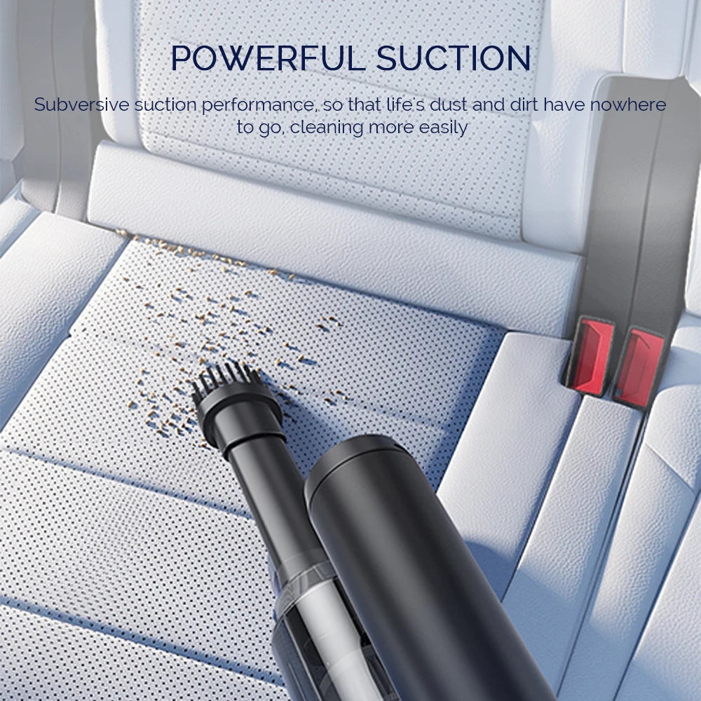 5000PA Cordless Vacuum Cleaner – Multi-Purpose Car & Window Cleaner – Strong Suction Handheld Cleaner with Glass Wiper & Brush - Black