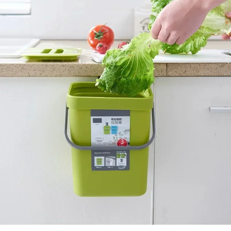 Hanging Rubbish Bin 3L Wall Mounted No-Drill Foldable Kitchen Waste Bin - White