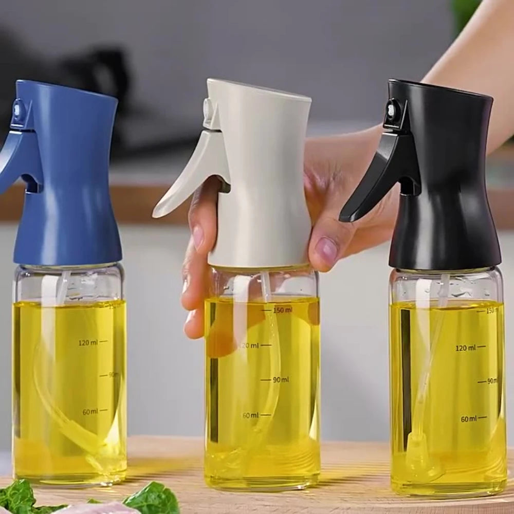 Oil Spray Bottle 150 mL Glass Cooking Oil and Vinegar Mister for Kitchen - Black