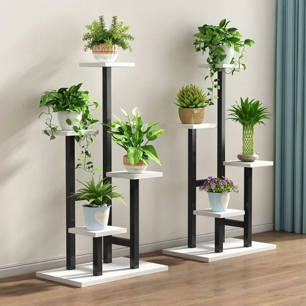 Plant Stand 5 Tier Floor Standing Flower Pot Display Rack Steel Frame – Black