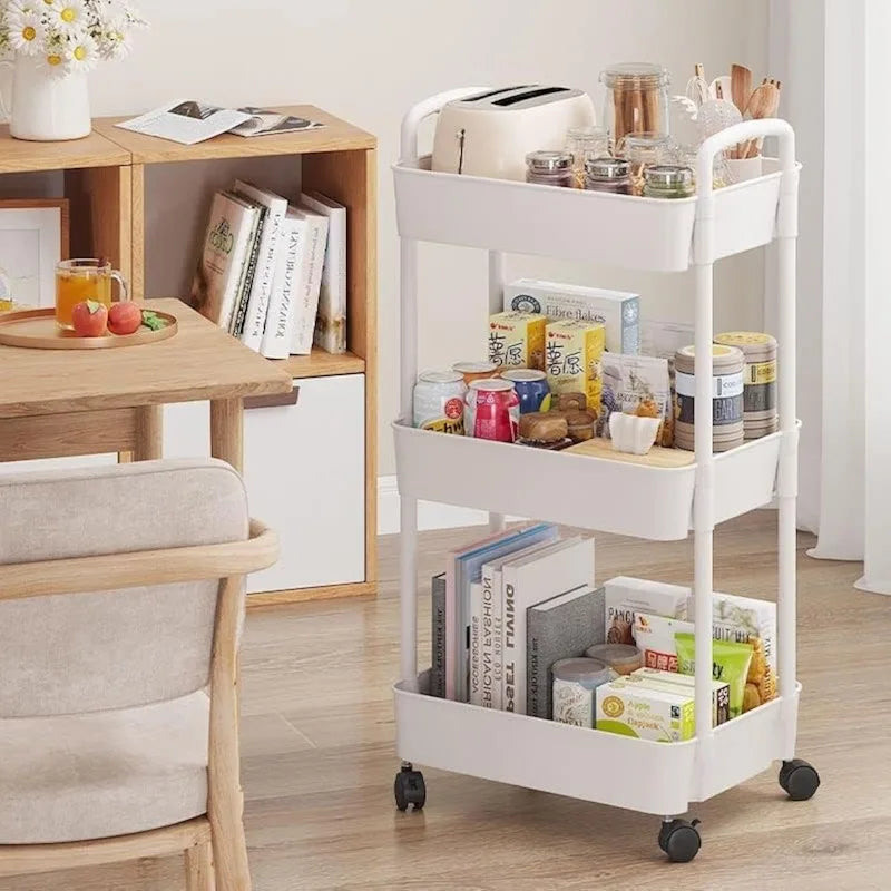 5 Tier Rolling Storage Trolley Cart Mobile Plastic Organiser Shelf with Wheels – Black