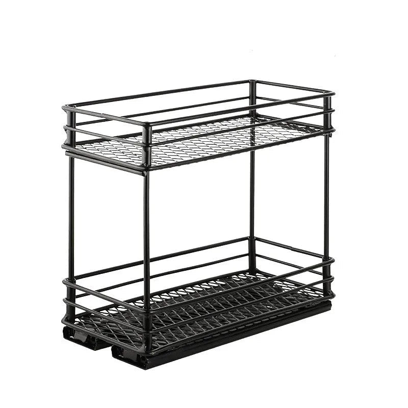 Spice Rack 2 Tier Sliding Pull-Out Cabinet Organizer Heavy Duty Metal - Size M