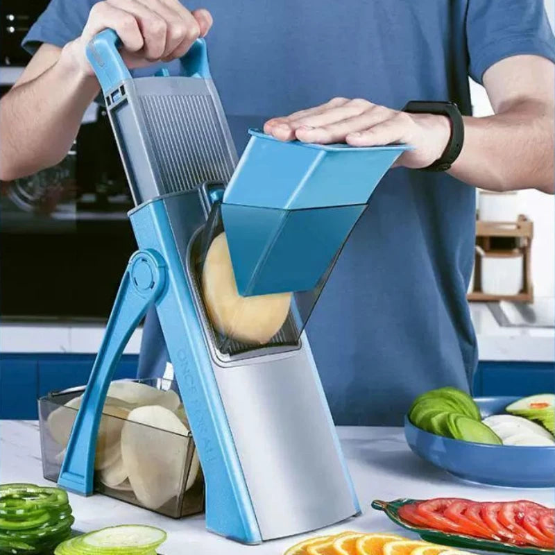 Vegetable Cutter 41.4cm Manual Slicer Shredder Grater Multi Function Chopper - Green