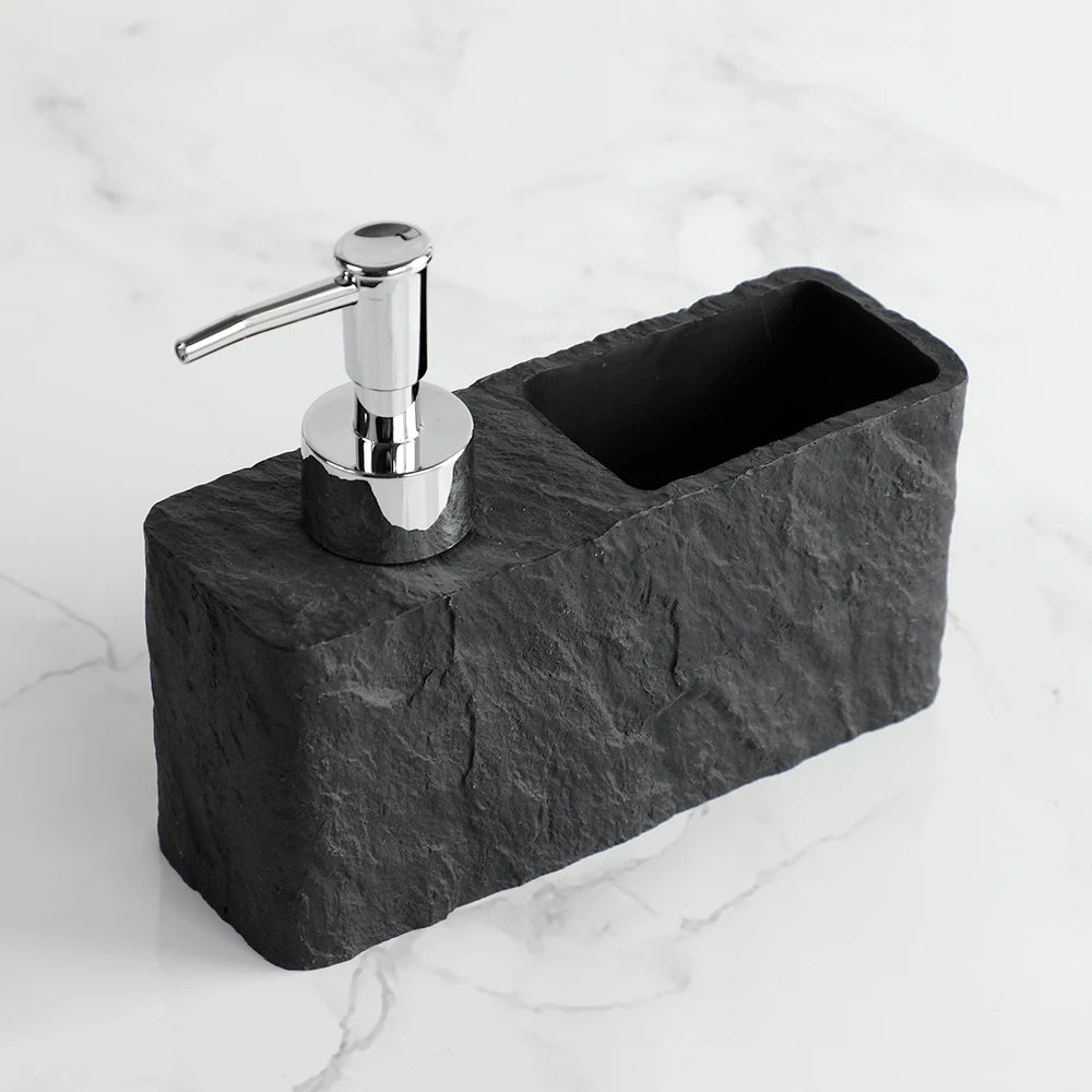 Soap Dispenser Resin Liquid Pump with Sponge Holder for Kitchen - Black
