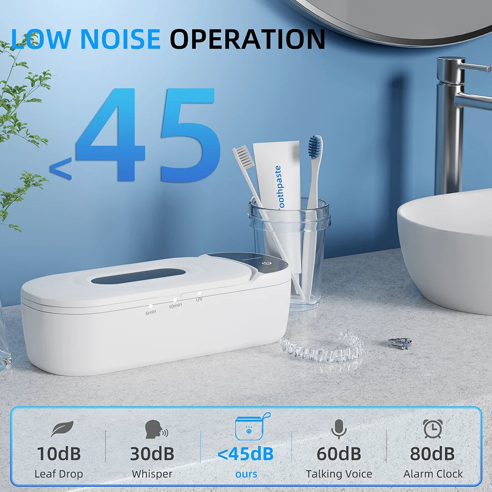 Ultrasonic Cleaner 400mL 48000Hz Adjustable Timer 24W Jewellery and Glasses Cleaning Machine - White