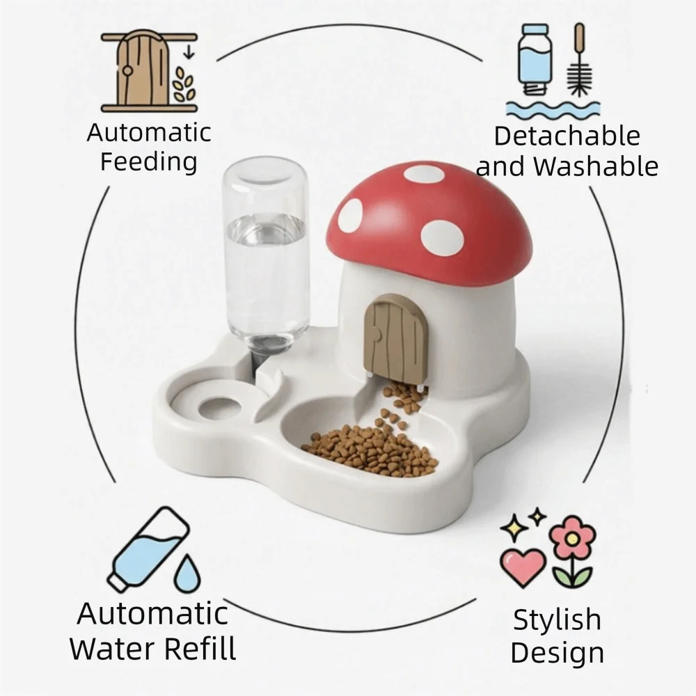 Pet Automatic Feeder 400g Gravity Refill Food and Water Dispenser Dry Wet Separation - Blue