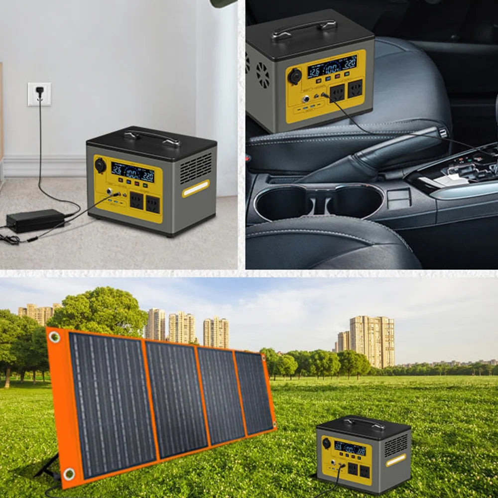 Portable Power Station 1200Wh Solar Generator Pure Sine Wave Backup Battery 220V