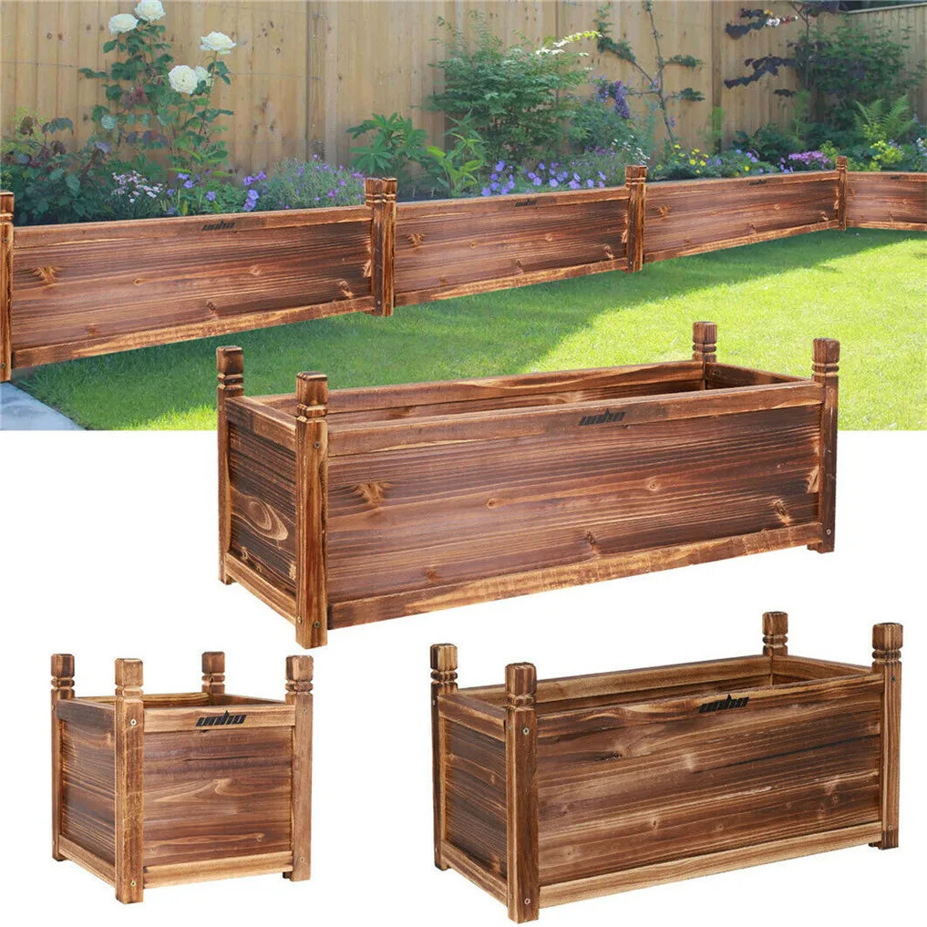 Medium Wooden Raised Garden Bed Outdoor Planter Box for Vegetables Herbs Flowers and Plants