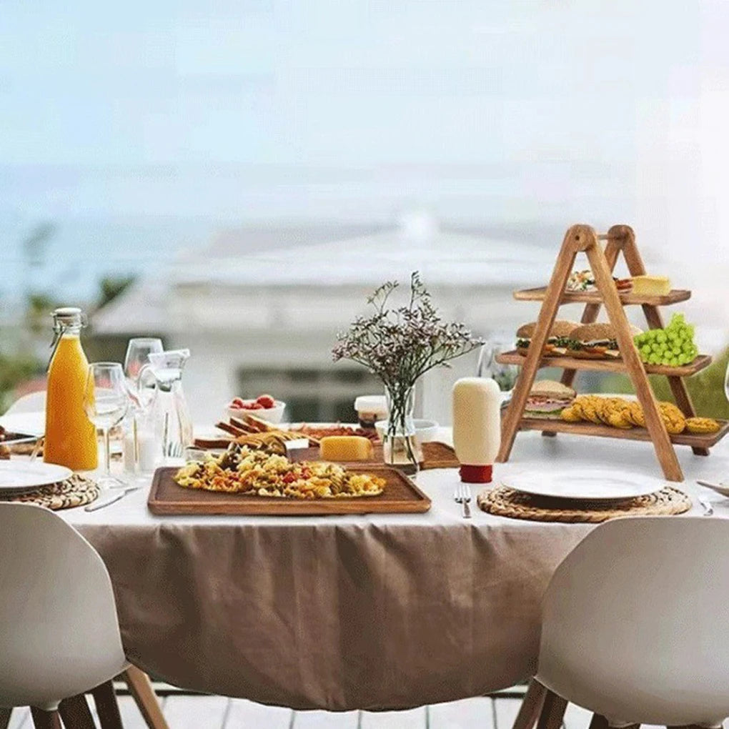 3-Tier Wooden Serving Tray Stand for Cakes, Desserts and Table Display