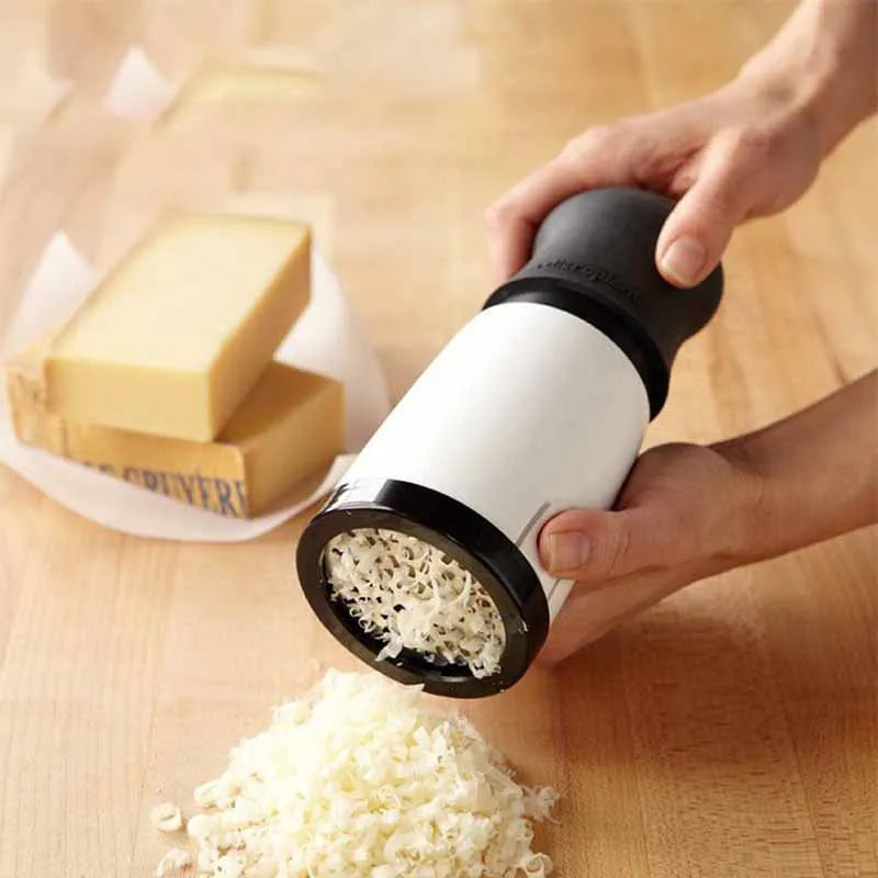Stainless Steel Cheese Grater Grinder with 2 Interchangeable Grating Plates – Black