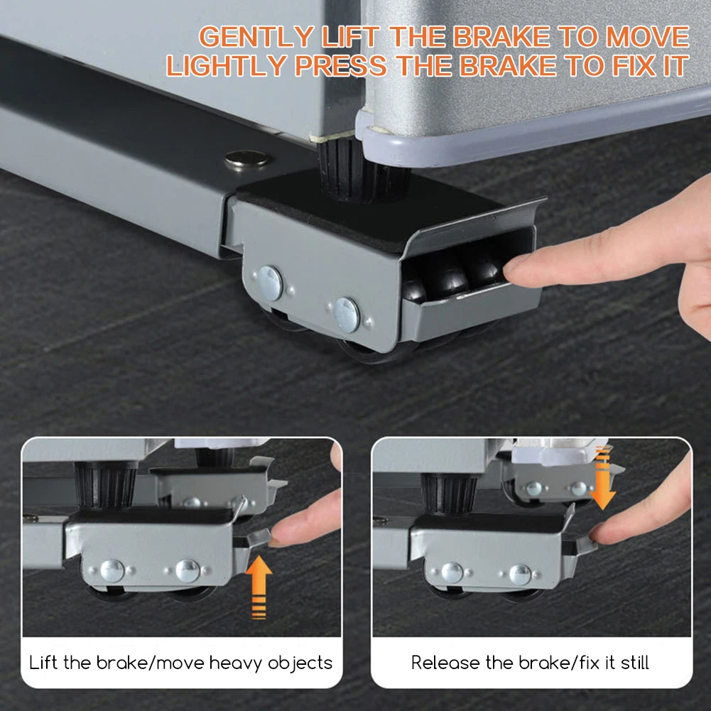 Furniture Roller Base 2 Pack Adjustable Appliance Moving Wheels with Locking Casters – Grey