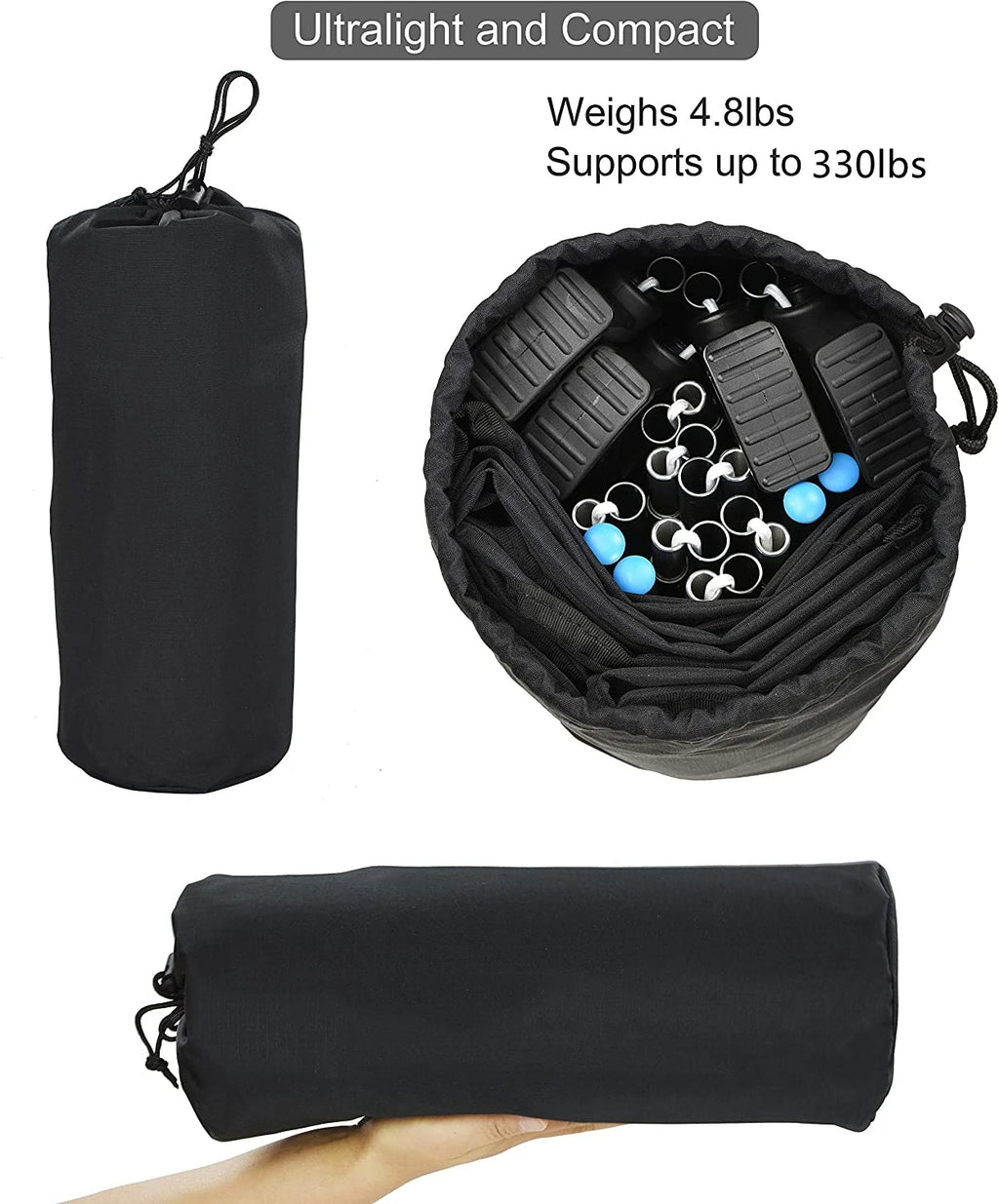 Ultralight Outdoor Folding Camping Cot 190x65cm Aluminum Alloy Travel Bed - Black