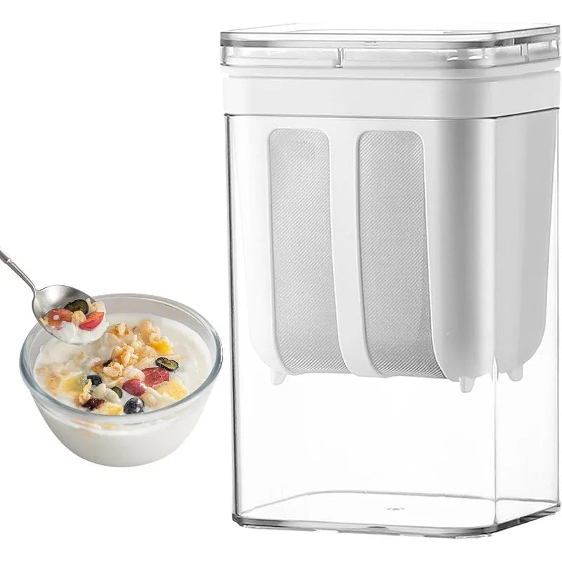 Yoghurt Maker 1.8L Food Strainer with Whey Separation Filter and Clear Storage Container for Kitchen Use