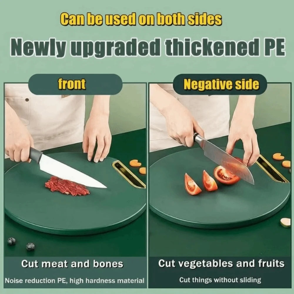 35cm Antibacterial Round Cutting Board BPA Free Non Slip Food Grade Chopping Board for Meat Vegetables and Fruit