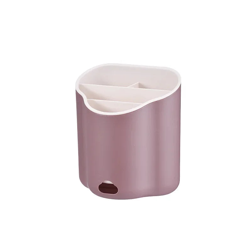 Double Layer Cutlery Drain Rack Spoon Fork Chopstick Holder Kitchen Utensil Organizer – Pink