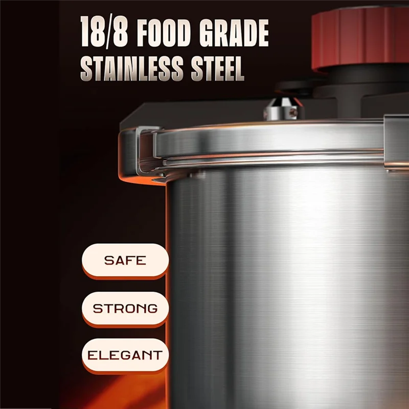 Pressure Cooker 5L Stainless Steel Rotational Lock Quick Cooking Pot – Black