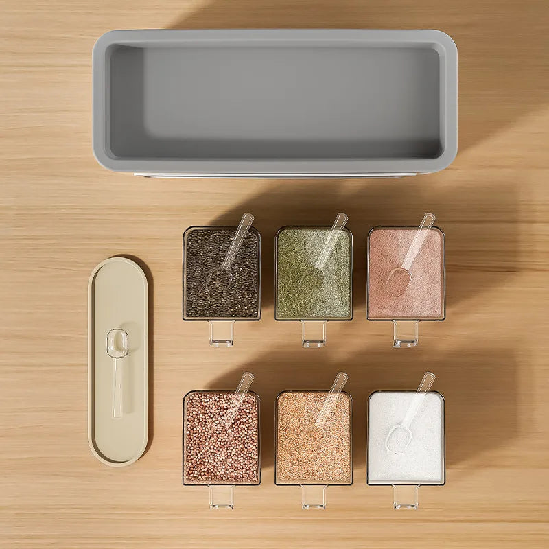 Seasoning Box 4 Compartment Wall Mounted Food Grade Spice Storage Container Rack – Cream