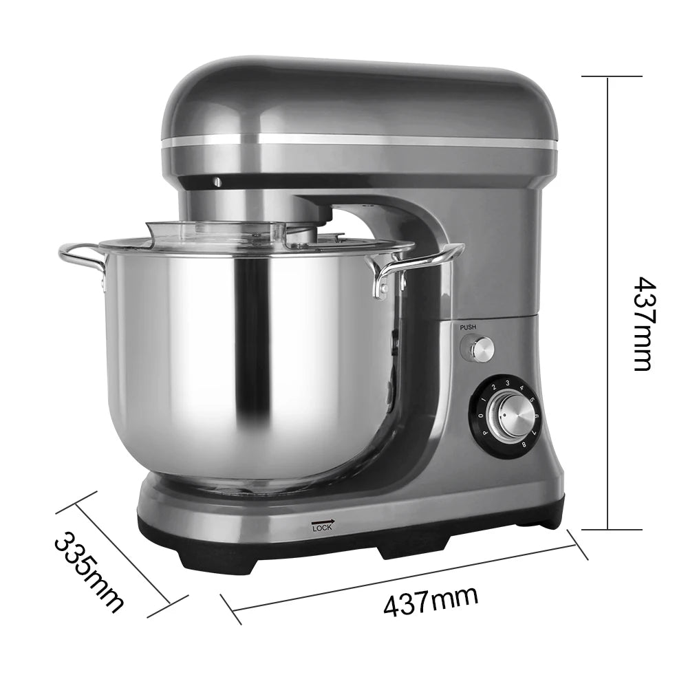 Stand Mixer 11L 2000W Planetary Dough Mixer 8 Speed Stainless Steel Bowl - Grey