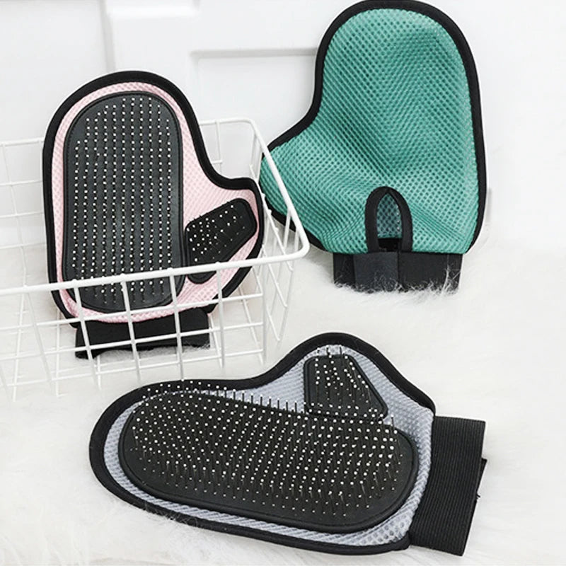 Pet Grooming Glove Washable Hair Removal Brush for Cats and Dogs - Pink
