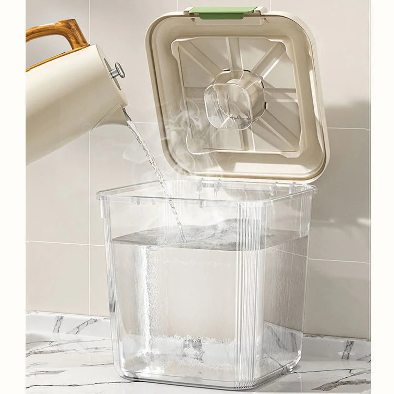 Rice Storage Container 10 kg Airtight Grain Dispenser with Wheels - Clear