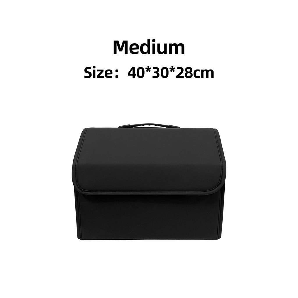 Car Trunk Organizer PU Leather Foldable Storage Bag Auto Boot Box - Medium