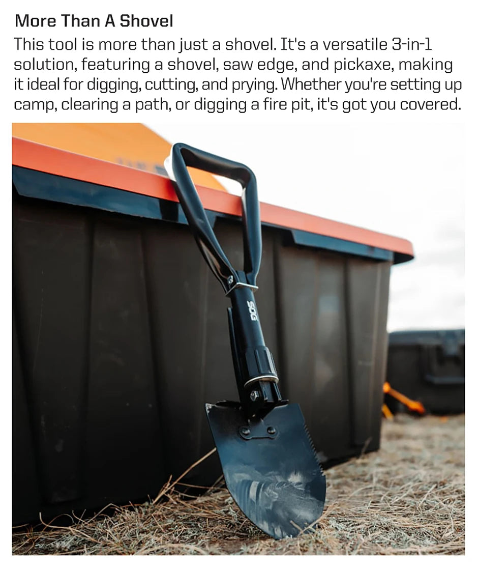 Folding Shovel 46.36cm Heavy Duty High Carbon Steel Compact Outdoor Hand Tool