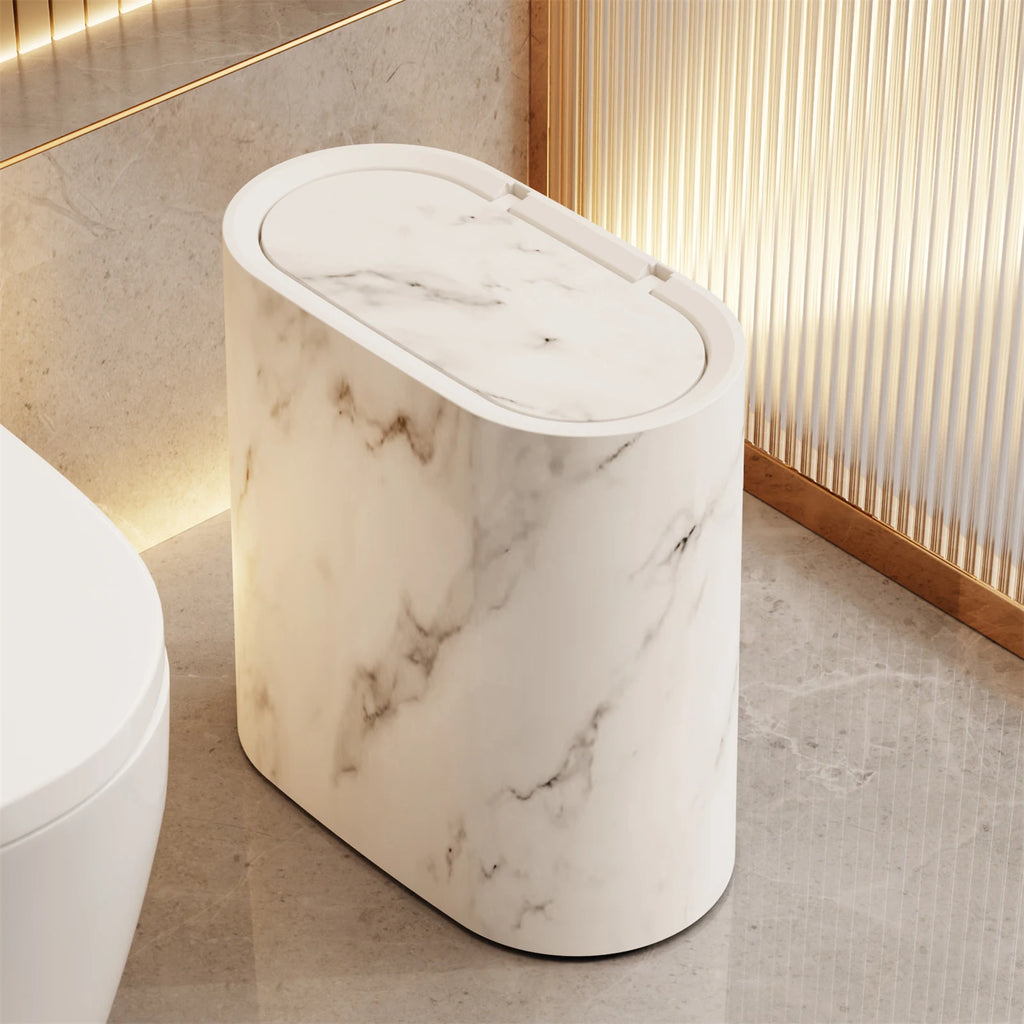 Rubbish Bin with Rolling Lid 29 × 29.5 × 16 cm PVC Bathroom Waste Bin - White