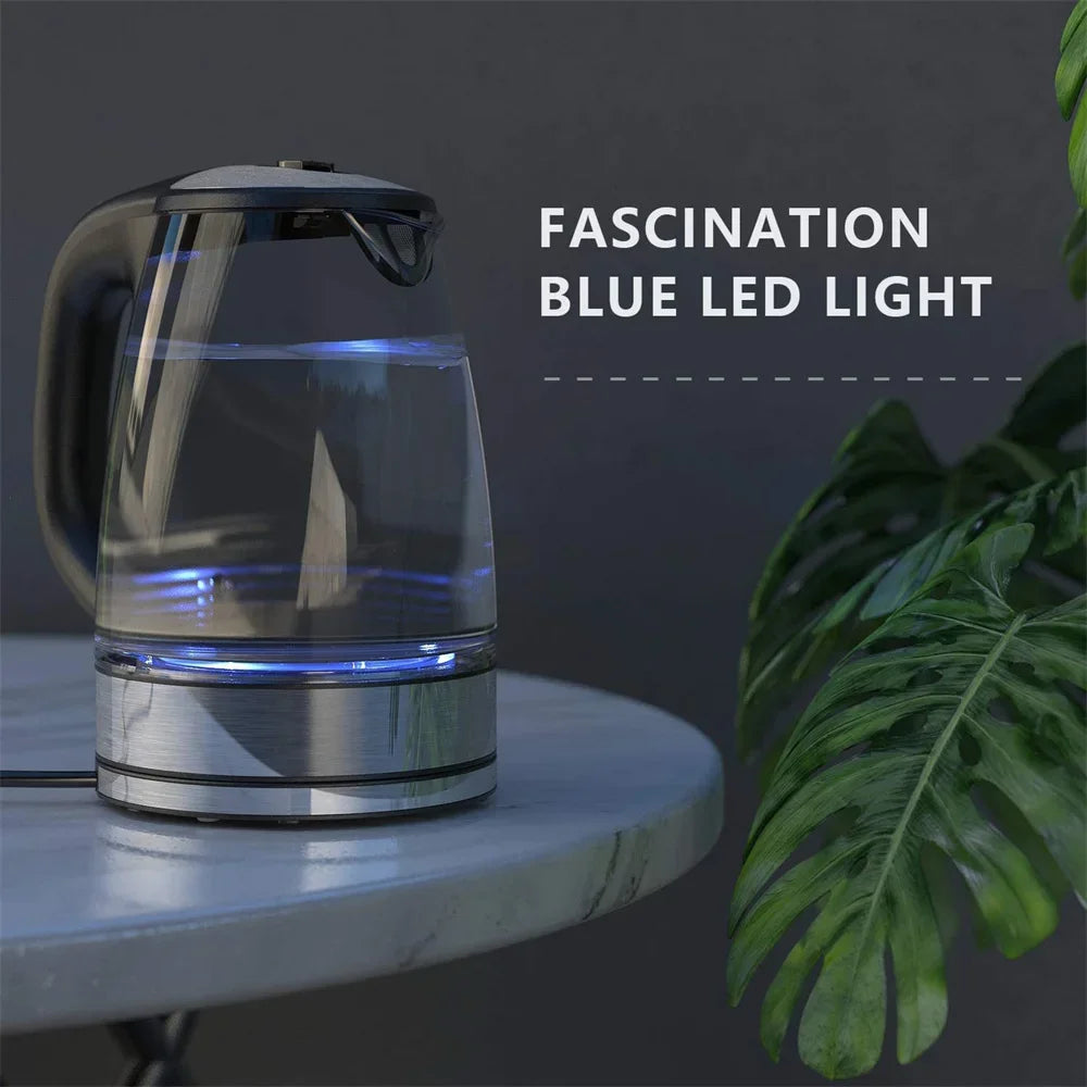 Electric Glass Kettle 2L 2200W Fast Boil with Temperature Control Matte Black