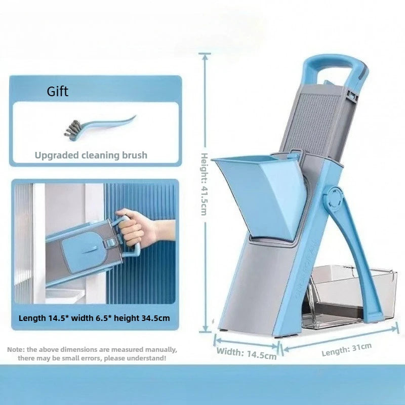 Multifunctional Vegetable Chopper Adjustable Food Slicer Julienne Dicer French Fry Cutter - Blue