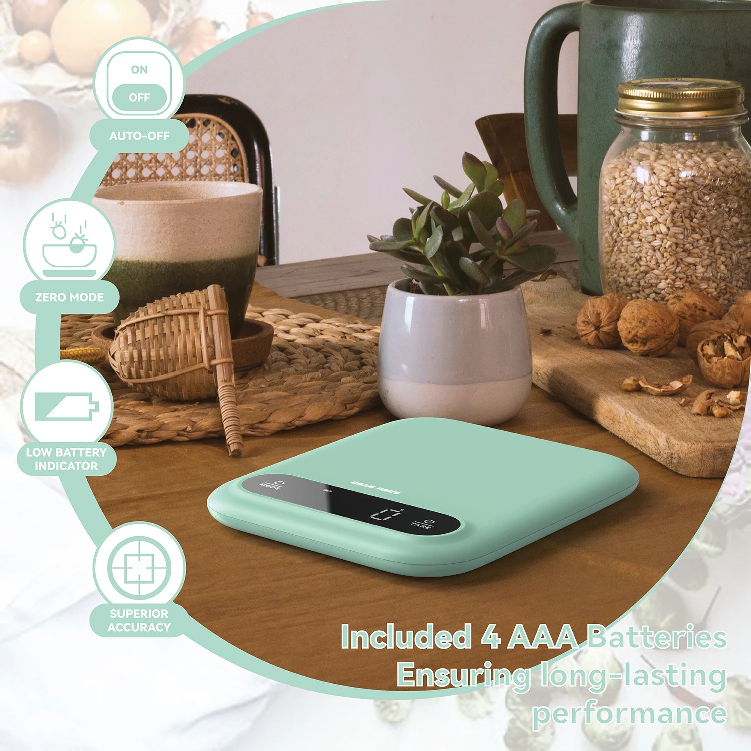 Kitchen Scale 5kg Digital LED Display 1g Precision Tare Function Battery Powered Food Scale