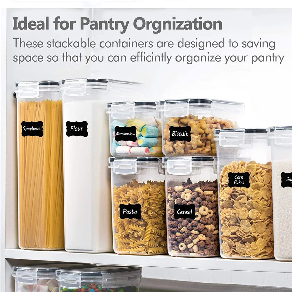 7-Piece Airtight Food Storage Container Set with Multiple Sizes and Label Stickers