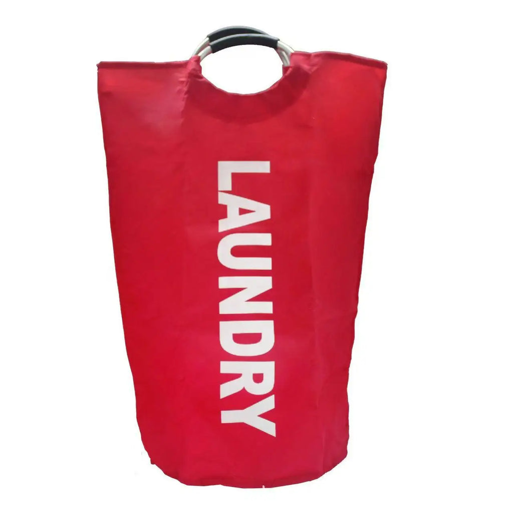 Laundry Basket 90L Foldable Waterproof Oxford Hamper with Padded Handles - Red