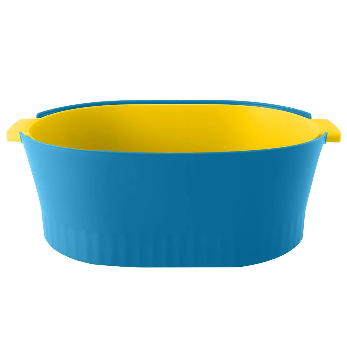Double Layer Vegetable Basket 34.5cm Plastic Fruit Strainer Quick Drain - Blue