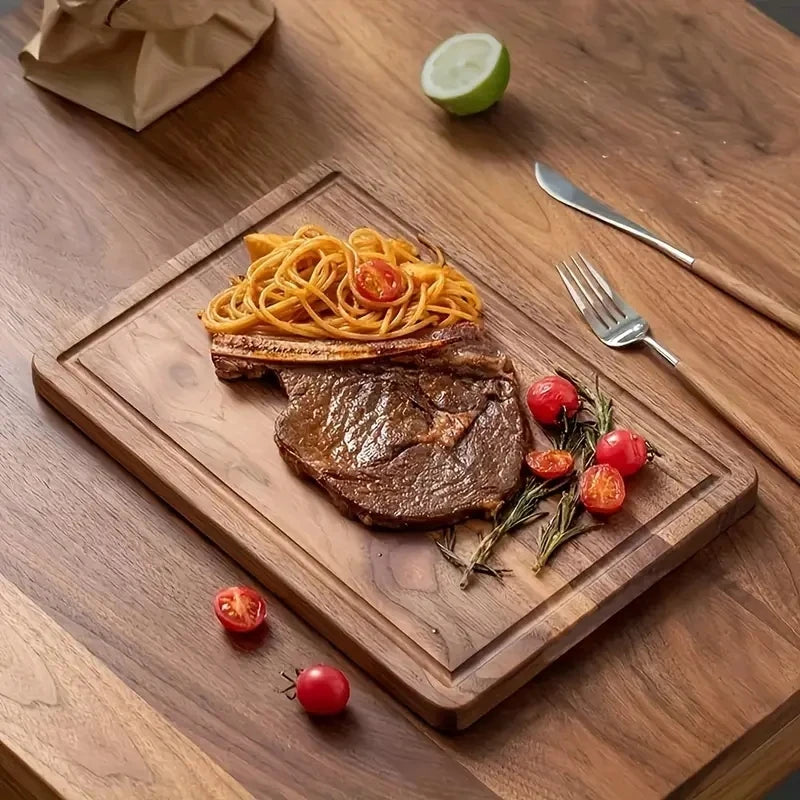 Cutting Board 26cm Wooden Kitchen Chopping Block Juice Groove Durable Food Preparation Board