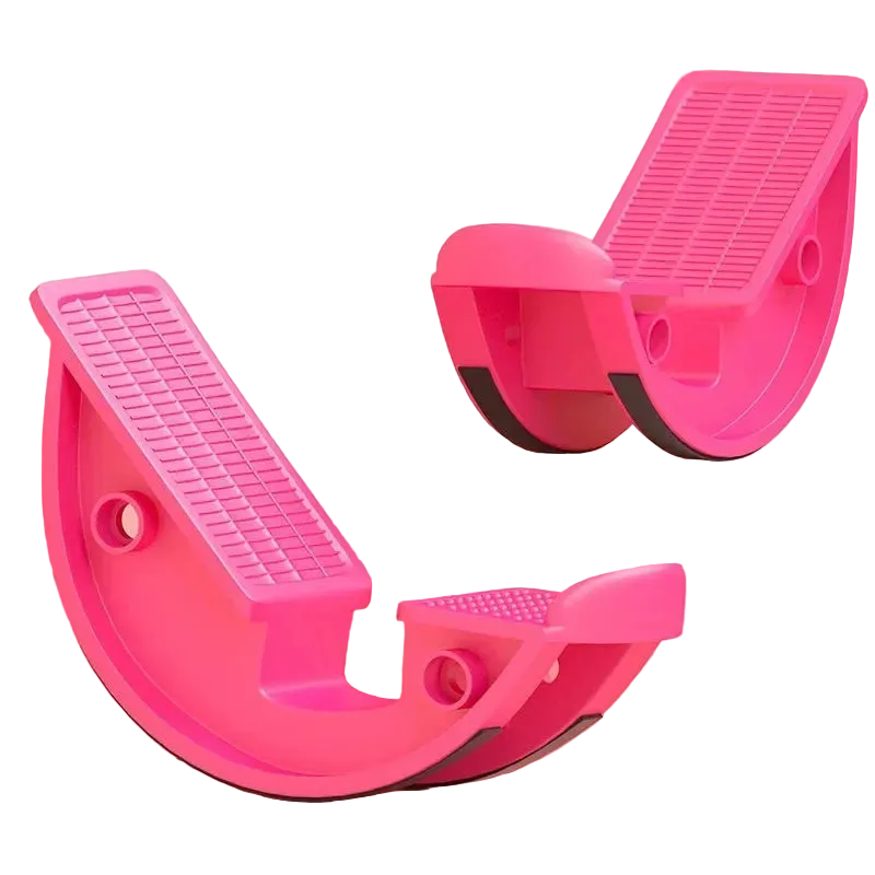 Foot Stretcher Rocker Board Portable Calf Ankle Stretching Balance Trainer Massage Fitness Tool - Pink