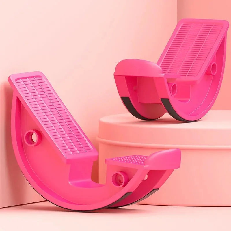 Foot Stretcher Rocker Board Portable Calf Ankle Stretching Balance Trainer Massage Fitness Tool - Pink