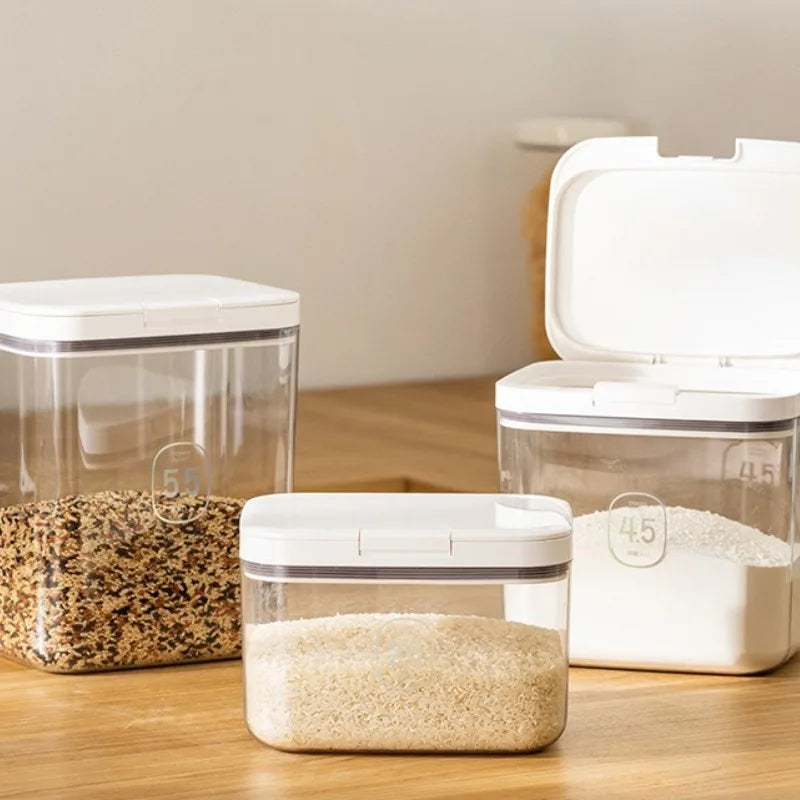 Storage Container 5.5L Airtight Plastic Flour Canister with Press Open Lid and Transparent Body