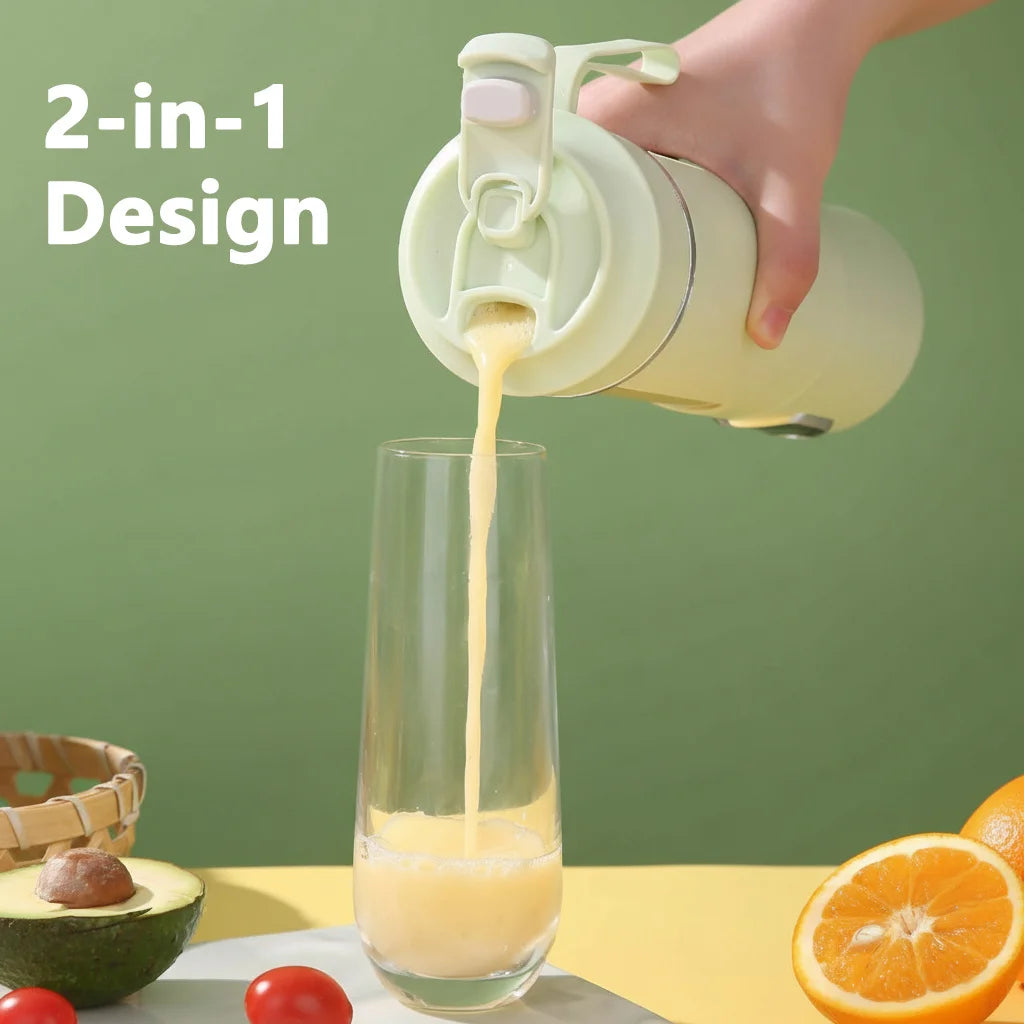 Portable Juicer 530ml Electric Blender USB Rechargeable 12 Blade Mixer with 4 Speed Settings - Beige