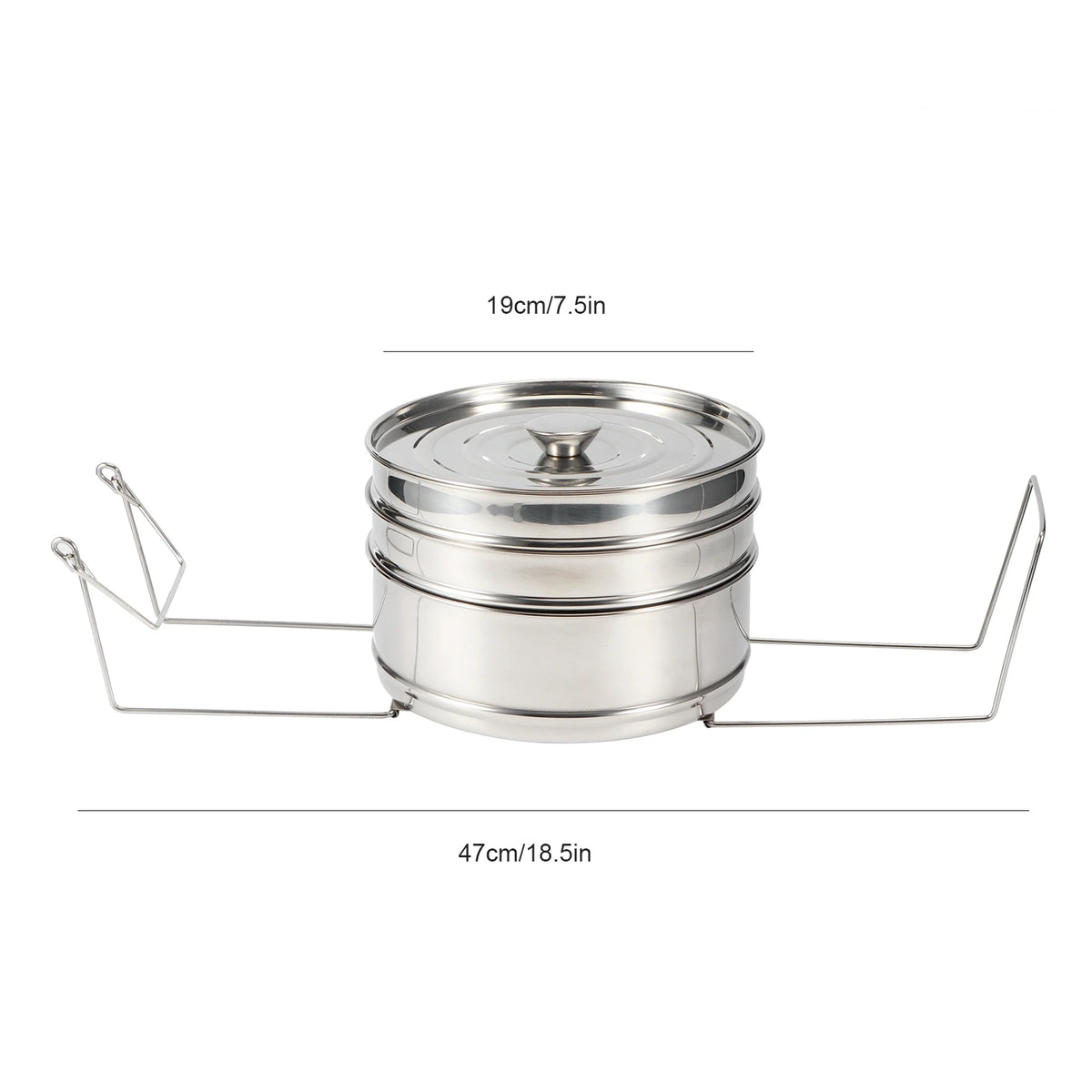 Steamer Pot 3 Tier Stainless Steel Stackable Cooker Insert Set with Lid and Handle
